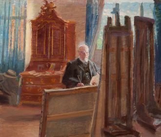 Anna Ancher. Michael Ancher ved arbejdet i sit atelier (1920'erne) | Anchers Hus
